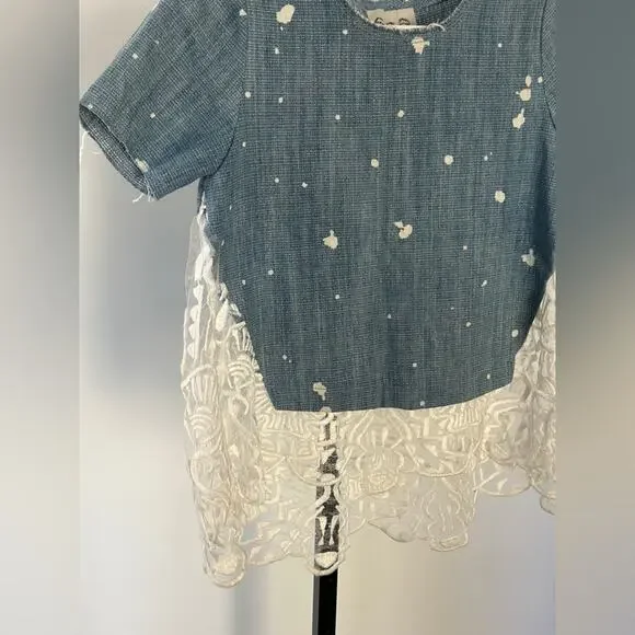 Sea top New York, embroidered short sleeve top size 0 - Picture 2 of 6